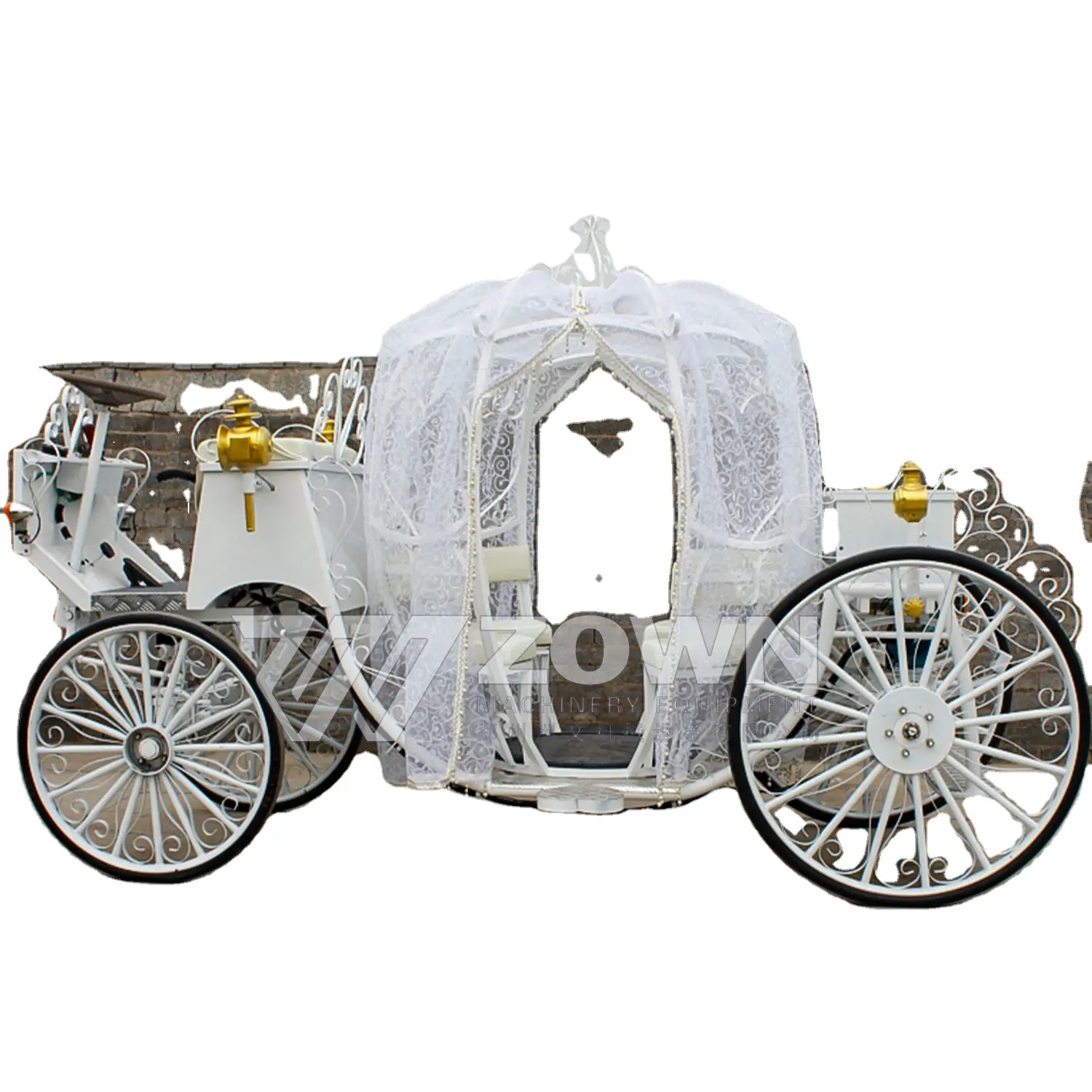 عربة ساقطة سيندريلا كهربائية بيضاء قابلة للتخصيص للطرق الوعرة مع سقف، البيع المباشر من المصنع والجملة
