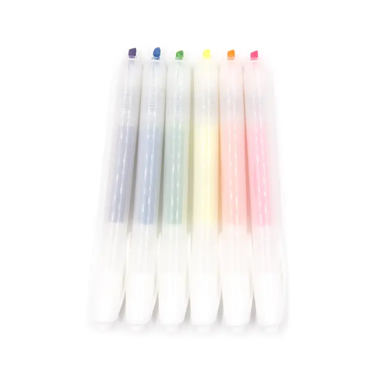 Retractable Highlighter Pen  Chisel Tip  Fluorescent Yellow  Assorted Color