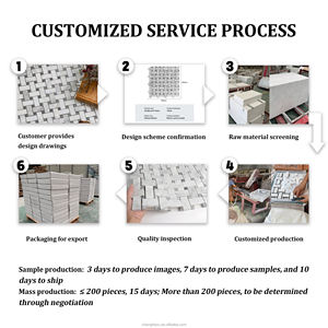 بلاط فسيفساء ريش غير منتظم من مزيج الرخام الأبيض والأخضر في الصين لتزيين المنزل - Product Image 2