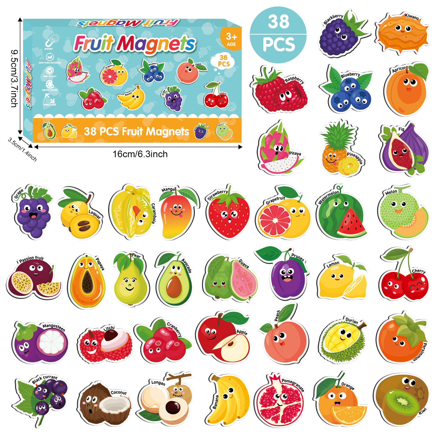 13 aimants de réfrigérateur fruits bleus-38 pcs