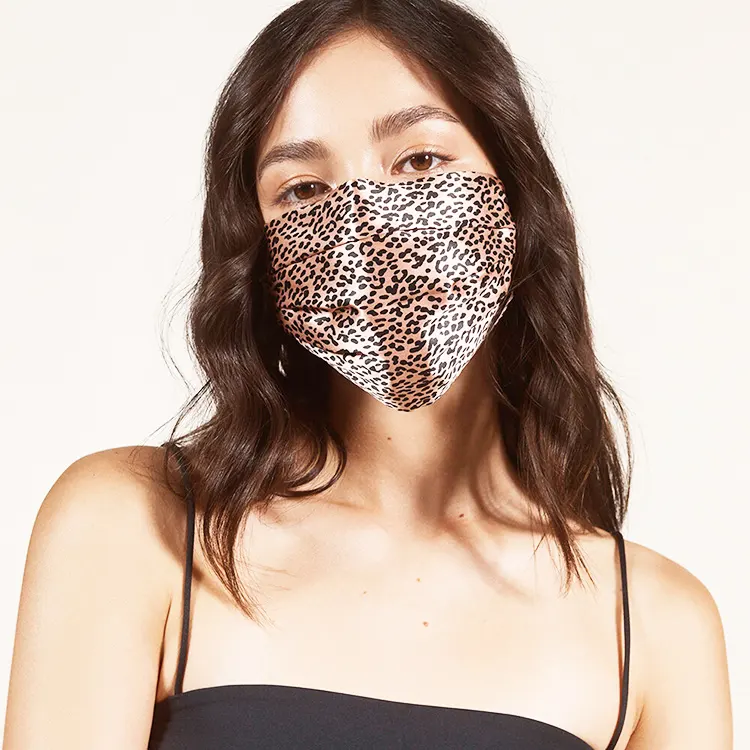Mascarilla facial de seda, máscara 3d con estampado de leopardo, 100% de seda mulberry, precio de fábrica