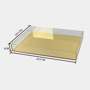 定制透明亚克力托盘，带插入批发透明亚克力储物托盘 - Product Image 2