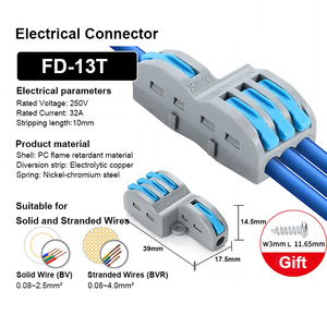 Conector de fio elétrico <span class=keywords><strong>Push</strong></span>-<span class=keywords><strong>in</strong></span> Bloco de terminais Conectores universais de cabos de fiação rápida para conexão de cabo trançado sólido