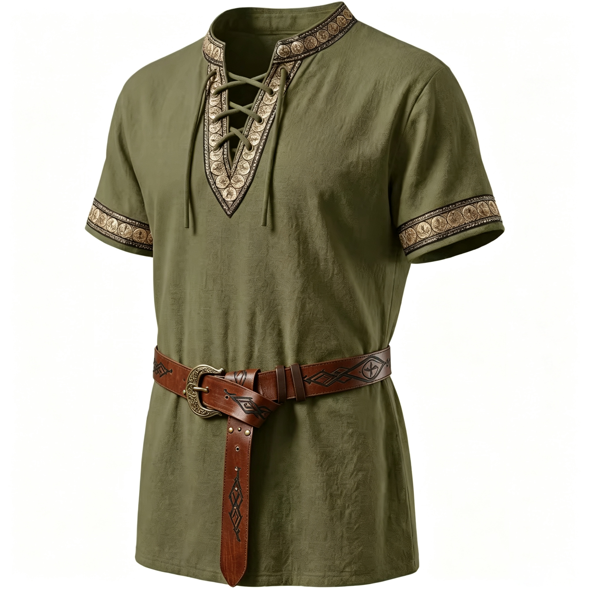 Camicia verde militare con cintura