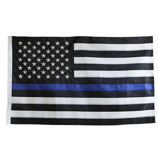 Dunne Blauwe Lijn 3X5 Ft Amerikaanse Vlag Geborduurde Sterren Verenigde Staatsvlag