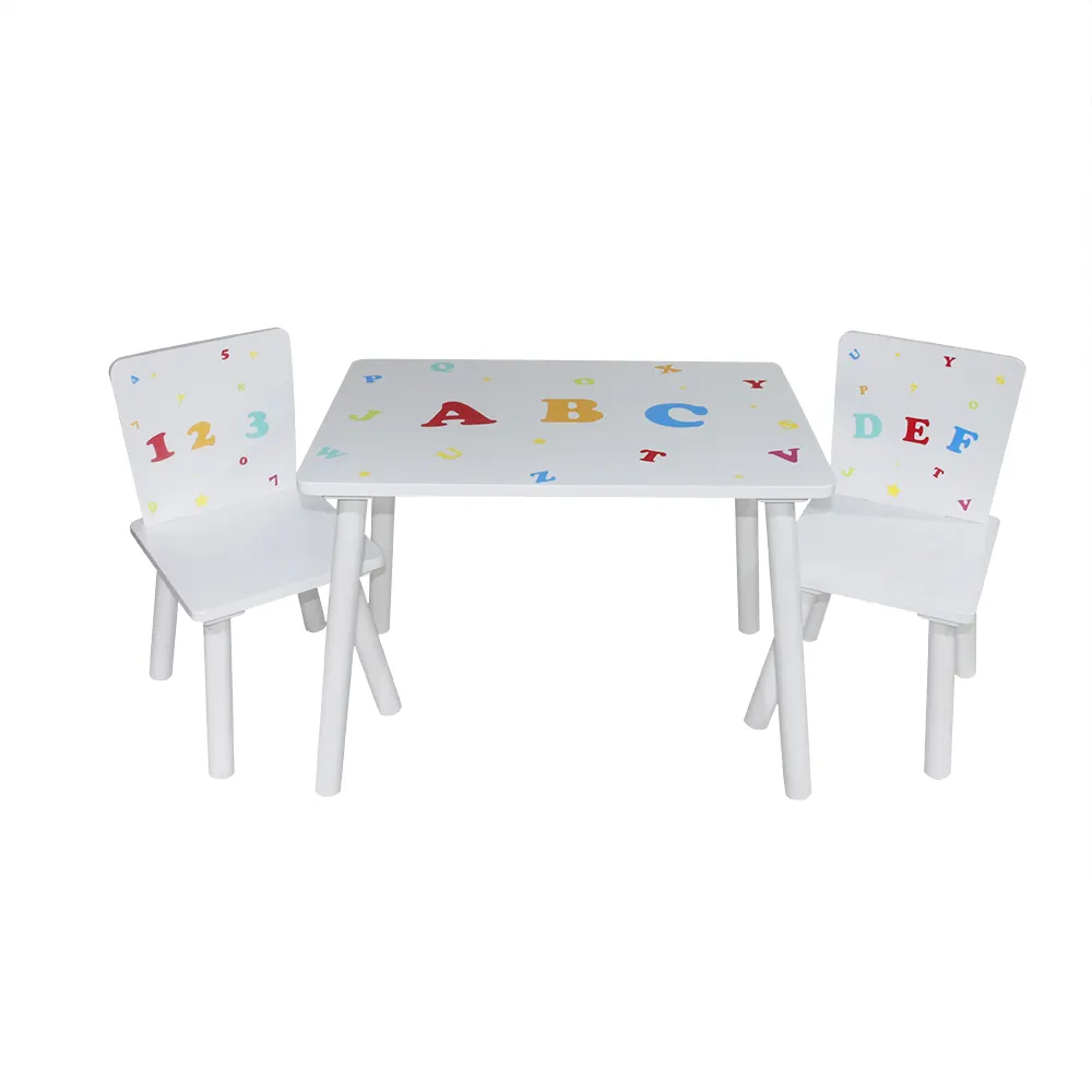 Latest design kids tables Environmental protection paint restaurant school square chairs and tables set