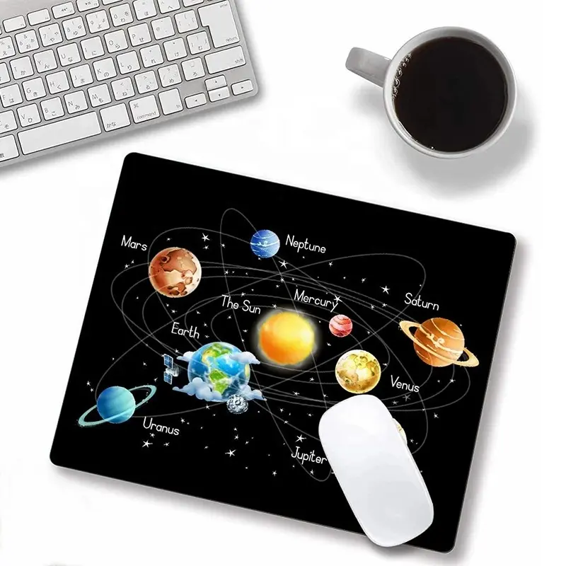 Custom Printing Logo Mouse Pad Material Roll Rubber Eco-Friendly Anti-Slip Waterproof Mouse Mat Desk Planet Gaming Mouse Pad