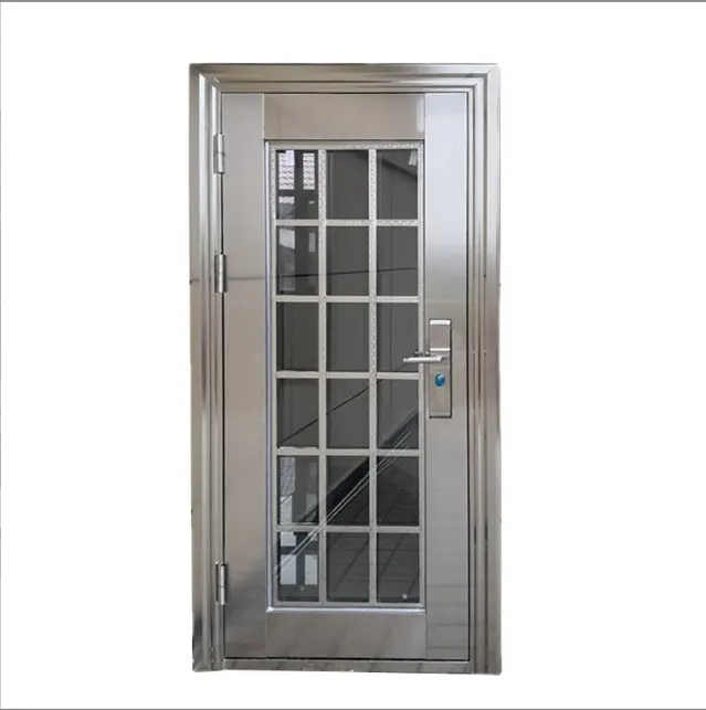 Puerta doble de seguridad de acero inoxidable, puerta individual de vidrio para balcón y hogar