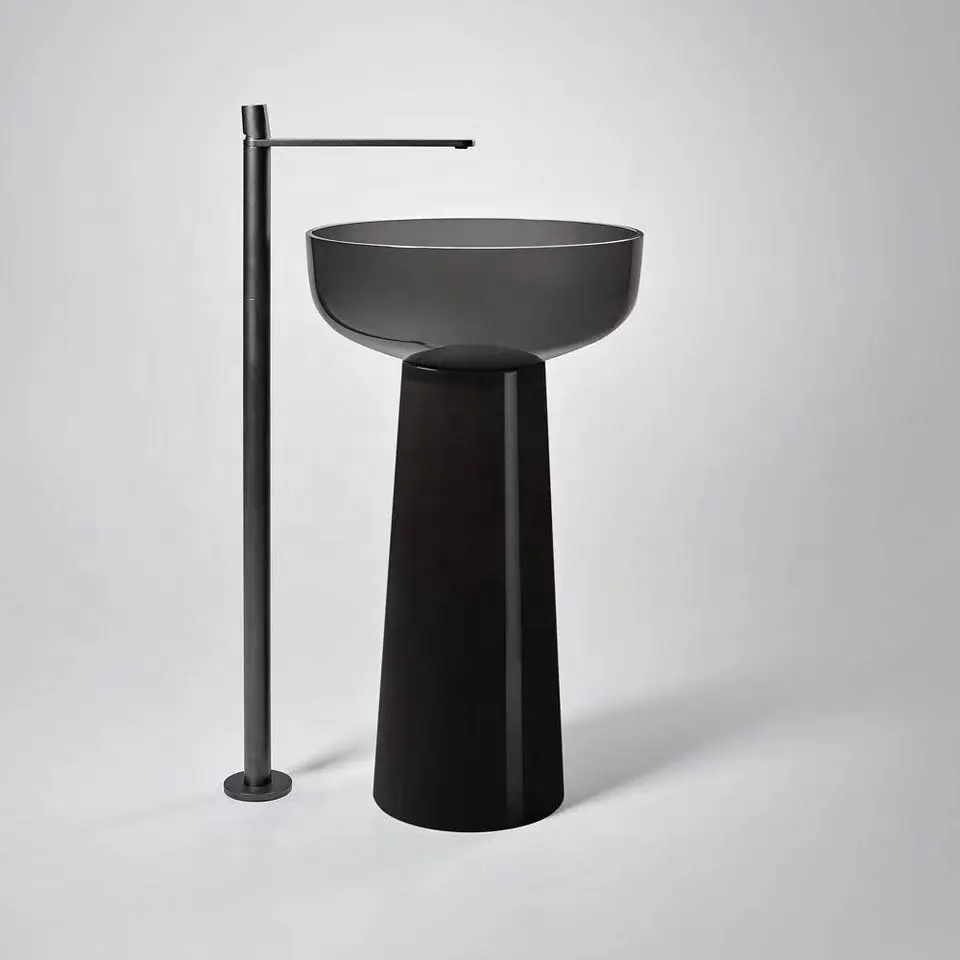 Nouveau design rond en résine de cristal translucide fantaisie lavabo de salle de bain autoportant pour lavabos de salle de bain d'hôtel