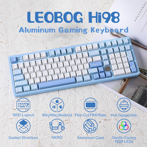 Venda de fábrica LEOBOG Hi98 Pro Alumínio Sem Fio BT Gaming RGB Teclado Mecânico Hot Swap Programável Junta Teclado