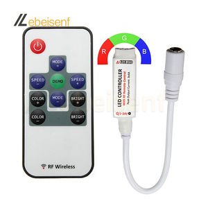 RGB мини-контроллер 5 В 12 В 24 В 12А 3-сторонний PWM сигнал RF 10-клавишный беспроводной пульт дистанционного управления для постоянного напряжения светодиодные цветные полосы света - Product Image 1