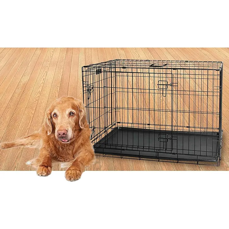 Pawise Heavy-Duty Extra Strength Portable Classic Wire Crate With Cam Lock 2 Way Doors Foldable Outdoor Durable Dog Kennels Cage