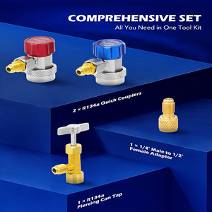 5ft Zelfsluitende Ac Spruitstuk <span class=keywords><strong>Gauge</strong></span> Set Voor Freon Lading Kit Lek Adapter Slangen Koelmiddel Kan Tikken Voor Airconditioner - Product Image 3