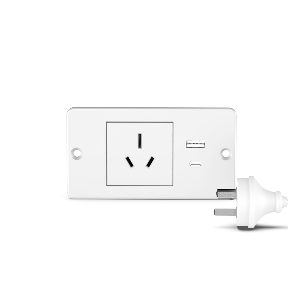 Bianco-1*Prese CA+1*USB-A+1*USB-C-AU