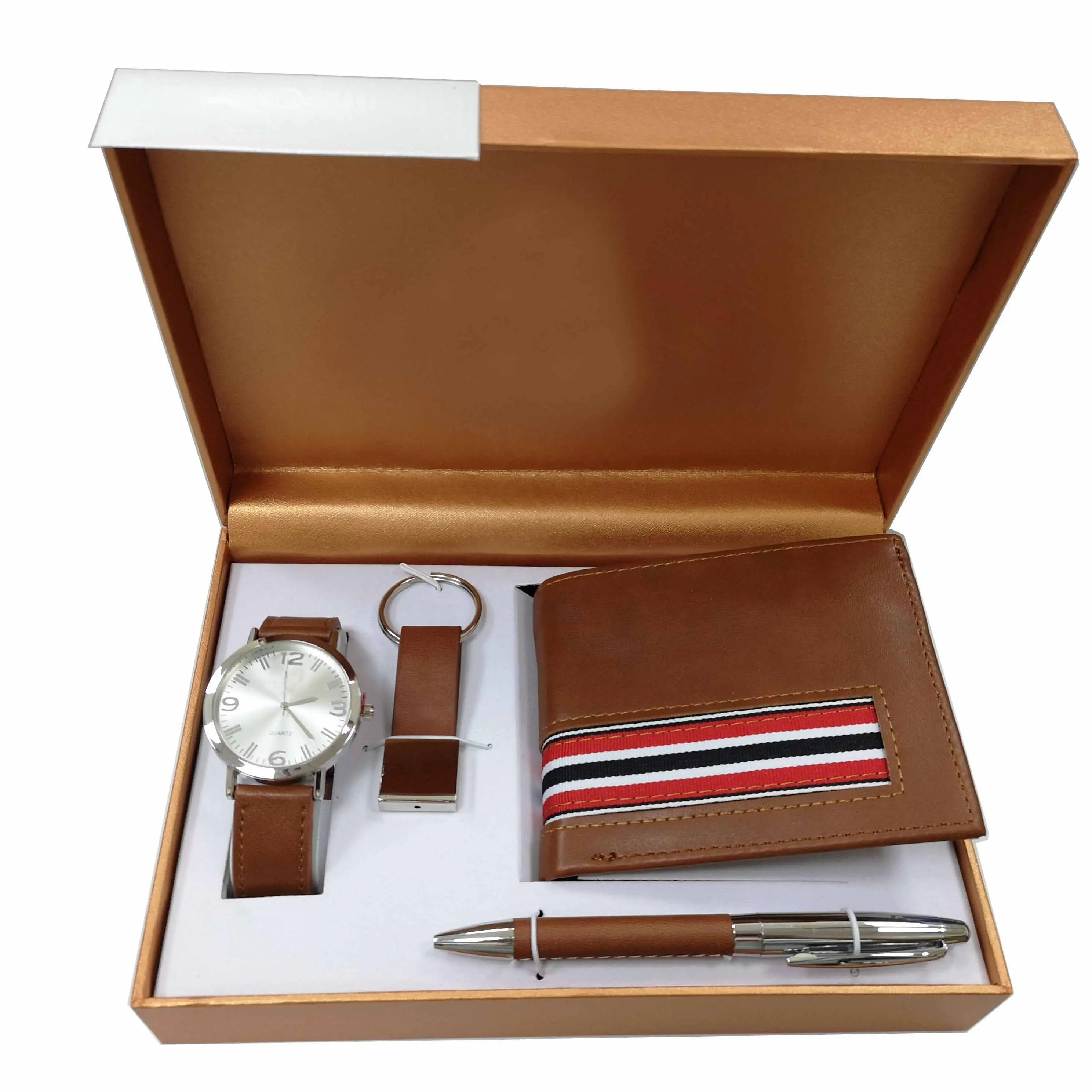 Promozione luxury father's Day OEM logo personalizzato orologio da uomo set regalo san valentino orologio portafoglio occhiali cintura regalo set