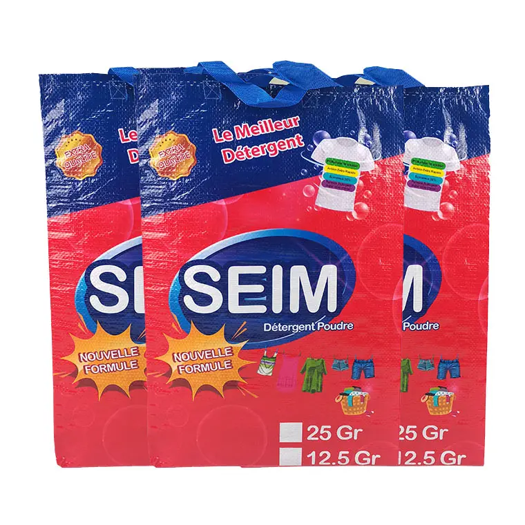 OEM工場カスタマイズ粉末洗剤バルク洗濯洗剤包装袋ポータブルPP織りトートバッグ