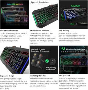 Kablolu LED RGB gökkuşağı klavye arkadan aydınlatmalı RGB oyun fare 3600 DPI Windows PC oyun klavye fare seti - Product Image 2