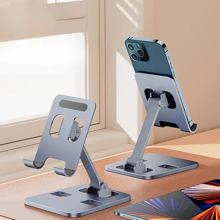 접이식 알루미늄 및 합금 휴대 전화 스탠드 스마트 폰과 호환되는 책상 사용을위한 유연하고 지지적인 게으른 홀더
