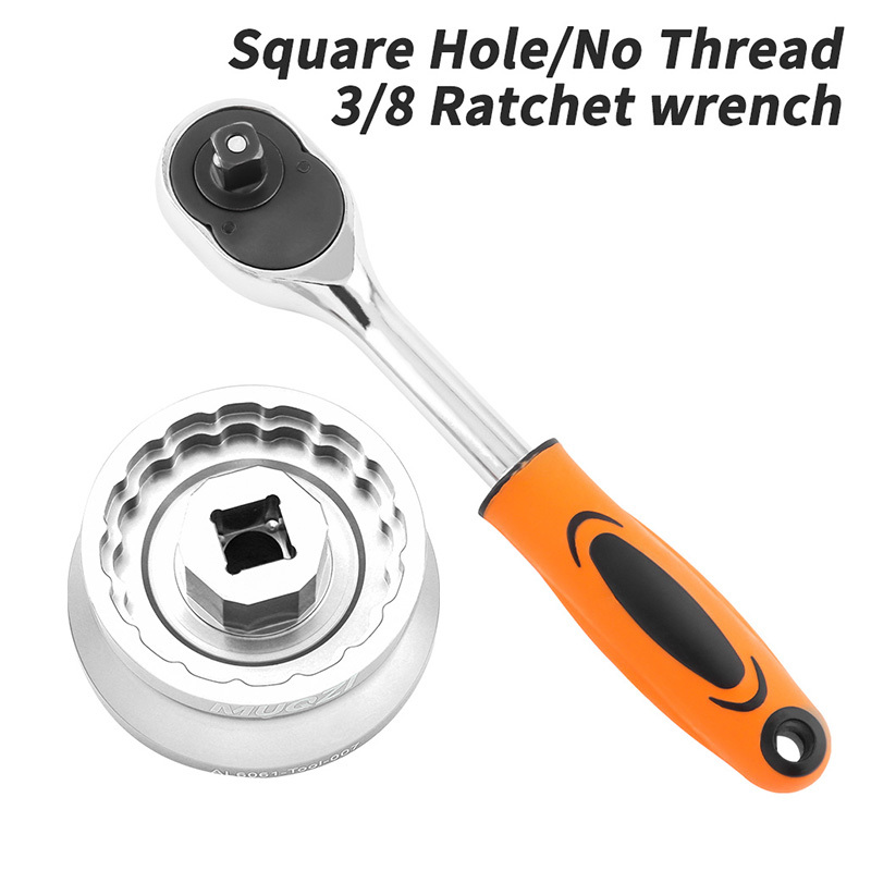 Square Hole/No Thread+Ratchet Wrench-Silver