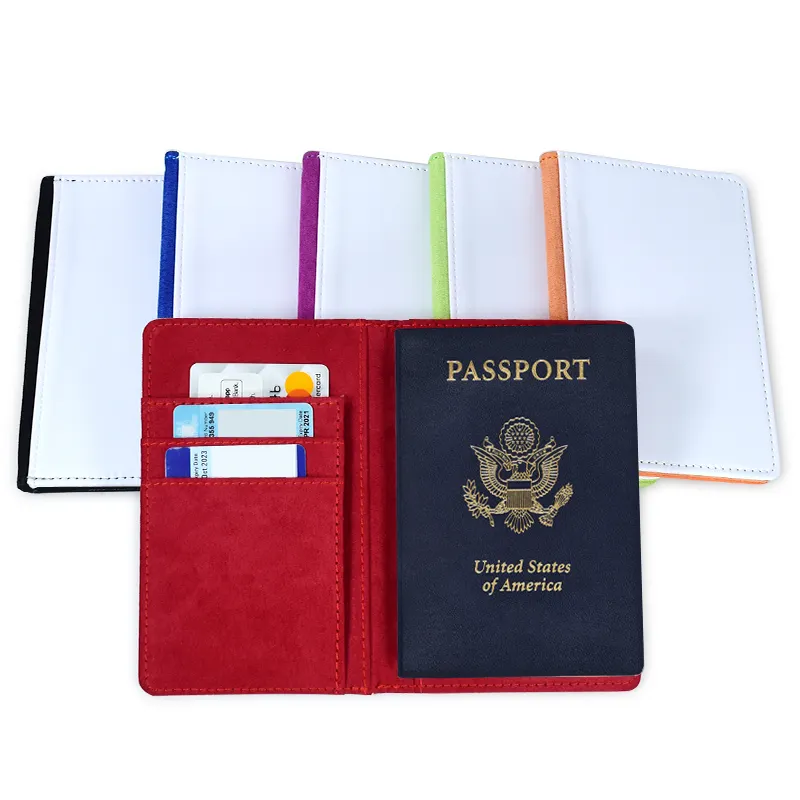 In magazzino portafoglio porta passaporto vuoto personalizzato a sublimazione portafoglio da viaggio In pelle altamente resistente e porta carte di credito