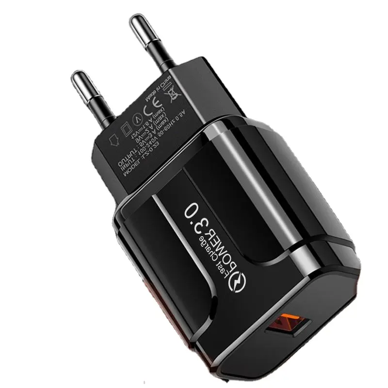 Unionup QC3.0 18w Carregador rápido para celular com 1 porta única Bloco de carregador de parede USB Turbo Carregador