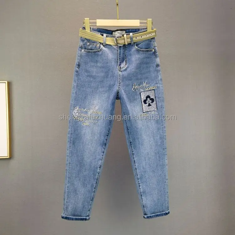 Latest Design Girl's Wear Denim Pants Good Quality Comfortable Denim Jeans Women's High Waist Jeans Elastic Jeans For Lady