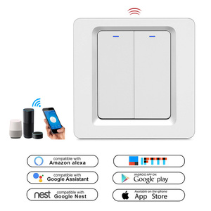 LEDEAST DS-102-2 Tuya умный настенный выключатель 86 мм ЕС стандарт Wi-Fi 2,4 г пульт дистанционного управления совместим с Alexa для домашней автоматизации - Product Image 1