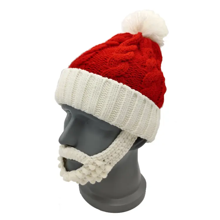 Новый парик с бородой, рождественские шапки высокого качества для взрослых, детские вязаные рождественские шапки, забавные шапки Санта-Клауса для рождественской вечеринки