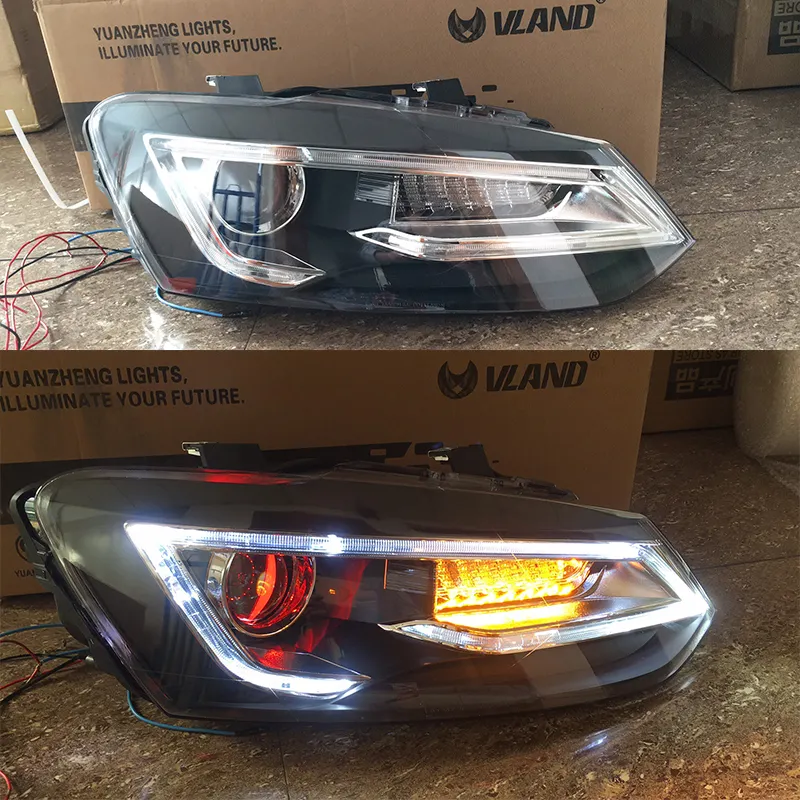 Farol de led montagem para volkswagen polo mk5, vento, lâmpada dianteira cruzada 2011-2017 anos