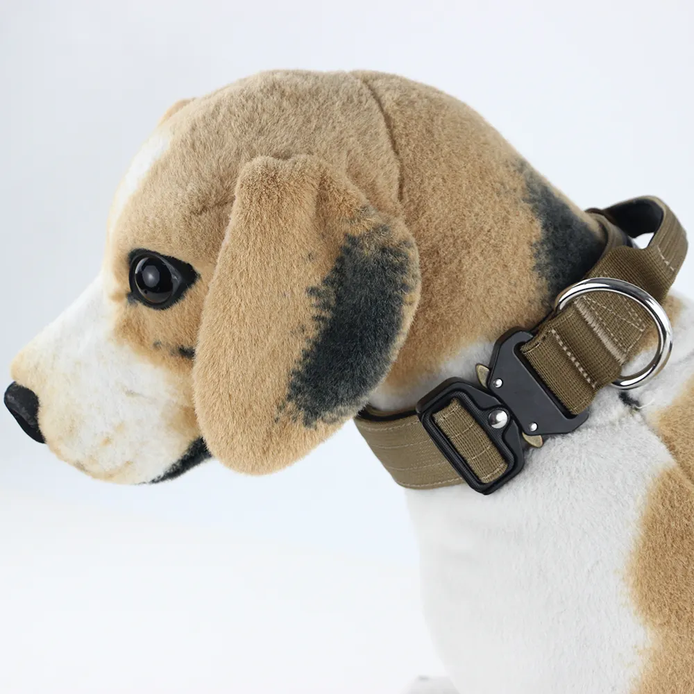טקטי כלב צווארון עם רך מרופד ידית מתכוונן עמיד חיצוני ניילון כבד יוקרה חיית כלב צווארון