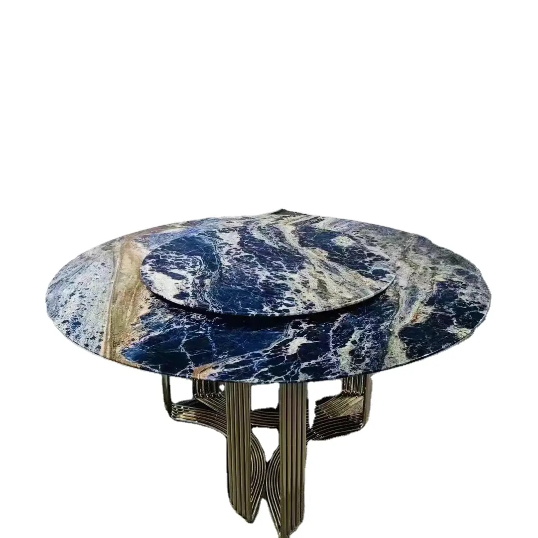 Fornecedores Blue Marble Laje Quartzito Brasil Azul Stone Cut ao tamanho telha de mármore para bancada mesa de café