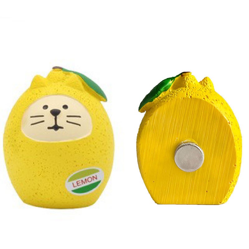 Autocollant de réfrigérateur chat citron