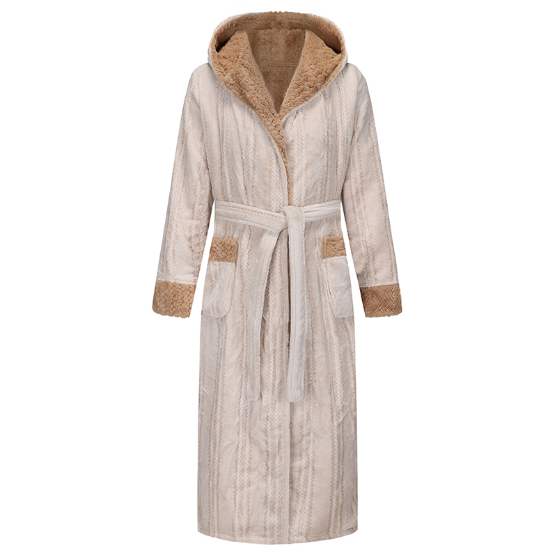 Ivory-white, hooded, thickened, unisex