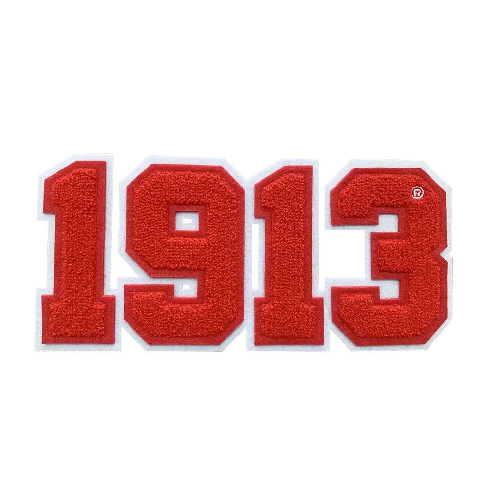 1913 Bordiran Kustom Pada Logo Huruf Handuk Chenille Patch