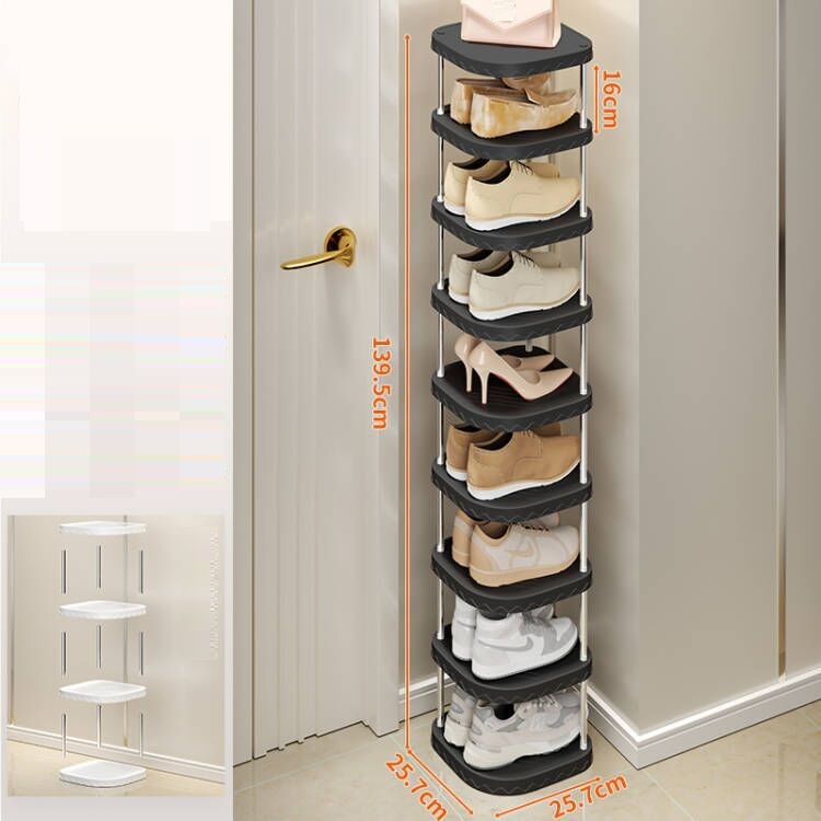 Zapatero negro de nueve capas (soporte de alimentación)