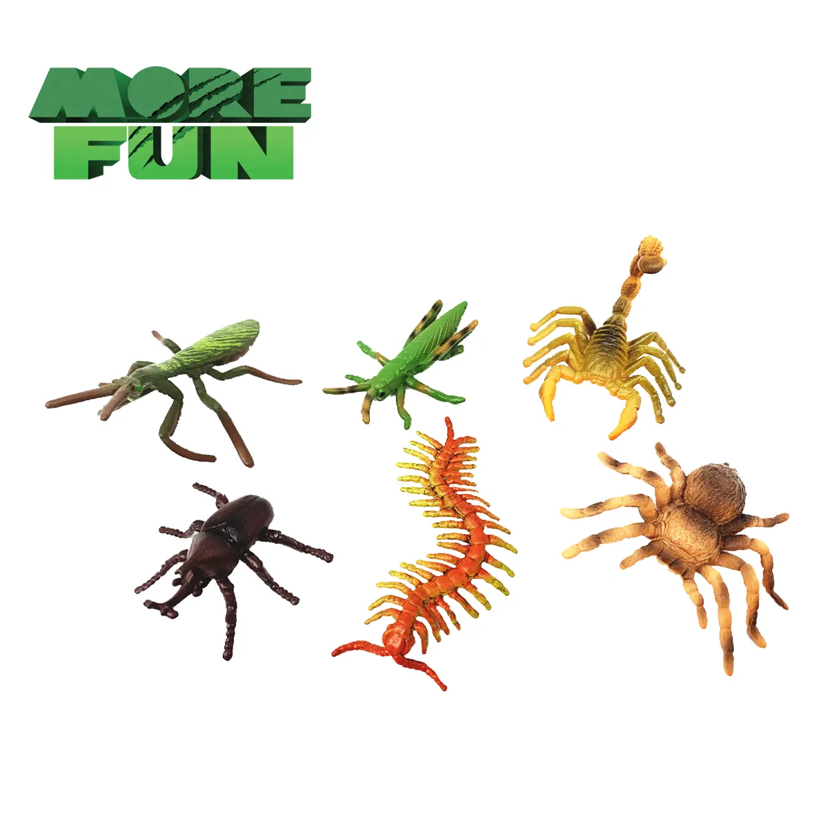 Morefun modelo de inseto de pvc, brinquedos de plástico de animais, homem de aranha, escorpião, escorpião, beetle, centipede, brinquedos