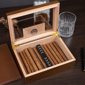 <strong>Humidor</strong> Black Wood Storage Box (10-20 Capacity) with Hygrometer and Humidifier Gift Wooden Box with Lid Keepsake Box - Product Image 6