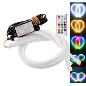 Sequential Flowing Turn Signal Lights 12V Remote Control <strong>RGB</strong> 5050 Car <strong>Led</strong> Flexible Headlight Strip Daytime Running <strong>Led</strong> DRL - Product Image 1