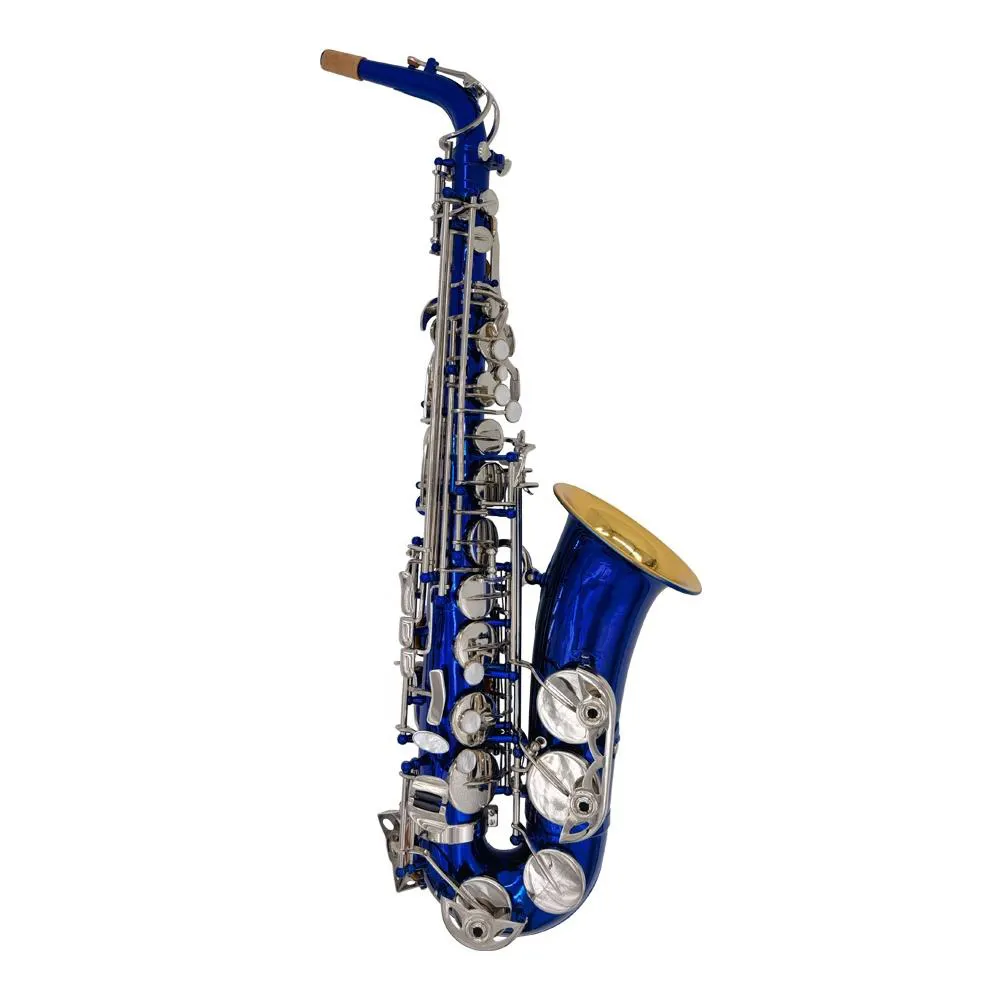 Blue Body Nickel Keys Vente chaude Prix bon marché Cas Personnaliser Alto Intrumentos Saxophone Musical
