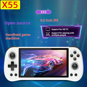 เครื่องเกม X55แบบโอเพ่นซอร์สเครื่องเล่นเกมมือถือขนาดเล็ก HD PSP Rocker Arcade N64ย้อนยุคหน้าจอขนาดใหญ่แบบพกพาเกมมือถือ ISP