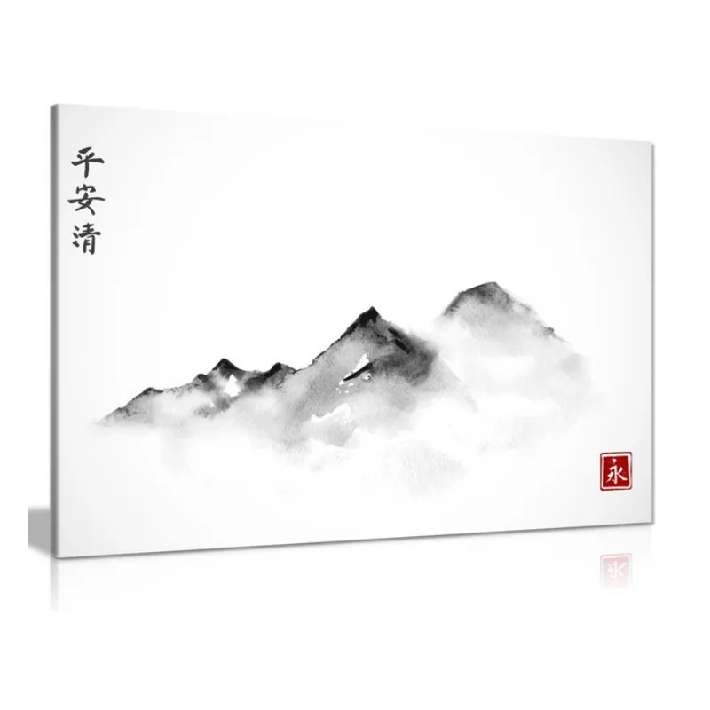 Lukisan warna air Jepang seni hitam & putih pegunungan kanvas cetak Dekorasi Rumah kanvas seni dinding poster lukisan dicetak