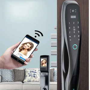 人気の自動スマートロックWifiAPPカメラロックキーカード指紋パスワードスマートWifiドアロック - Product Image 1