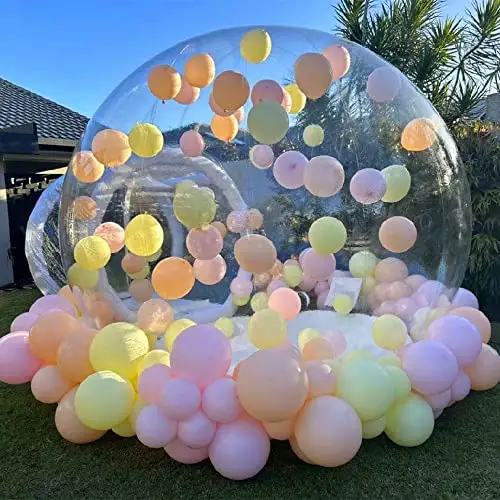 Outdoor gigante transparente inflável cristal cúpula bolha tenda aquecida inflável bolha tenda com balões