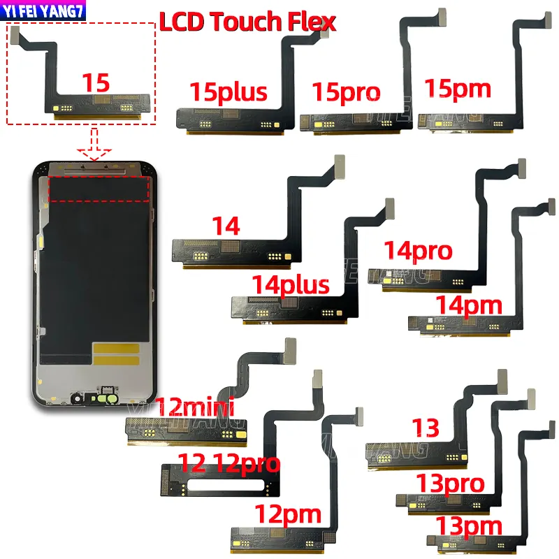 100% A作業用LCDタッチスクリーンイメージフレックスケーブルforiphone 11 12 13 14 mini pro max 11p 12p 13p 14p 15p pm lcd flex