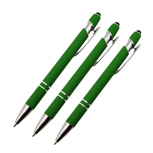 中国Ningbo 2 in 1多機能グリーン広告金属ボールペンカスタムソフトタッチスタイラスペン - Product Image 1