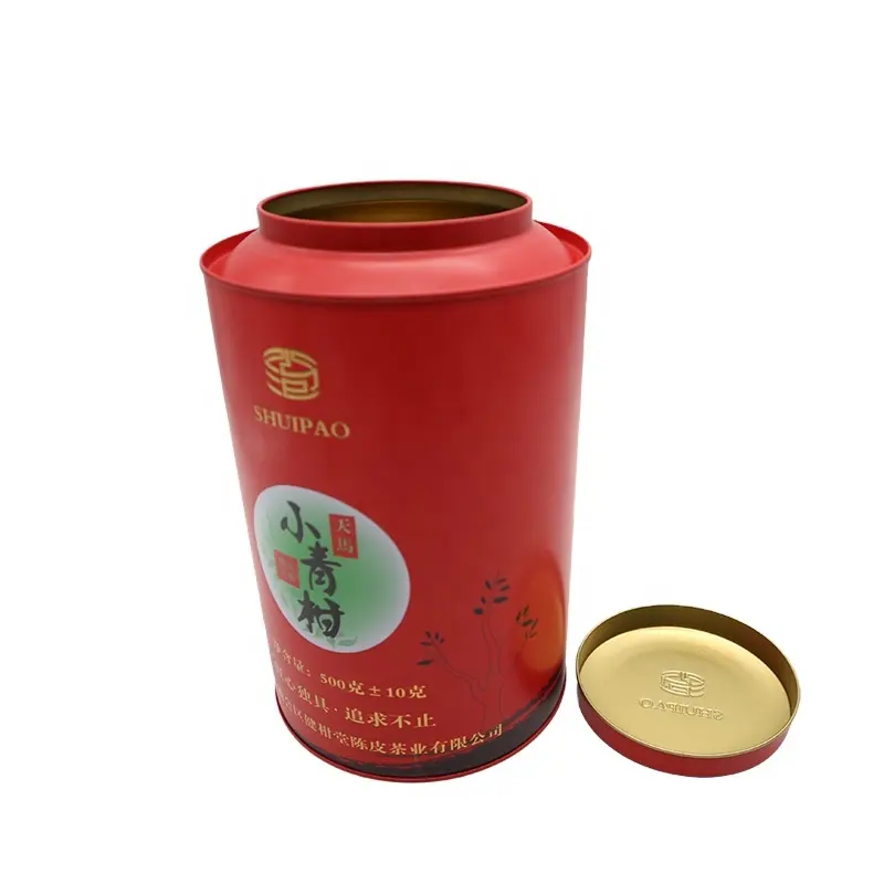 Retro double cover Home Kitchen Storage Containers Colorful Tins Round Tea Tins tea packaging tin box