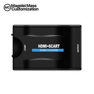 Nueva llegada logotipo personalizado 1080P HDMI de salida Scart adaptador HDMI a SCART Convertidor para HDTV, STB VHS PS3 xbox