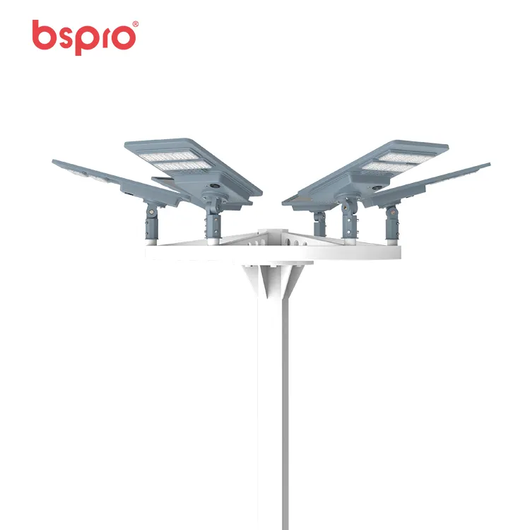Bspro 60w 80w 100w تعمل بالطاقة للماء في الهواء الطلق الإضاءة خلية الطاقة ufo مصباح لوح الطاقة الشمسية ضوء الشارع مع القطب
