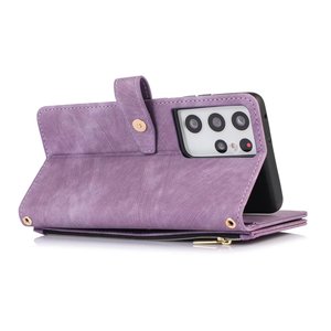 Zipper Flip PU Card Slot Wallet <strong>Pouch</strong> with Kickstand Magnetic Closure Phone Case <strong>for</strong> Samsung S22 S23 Plus S24 Ultra - Product Image 4