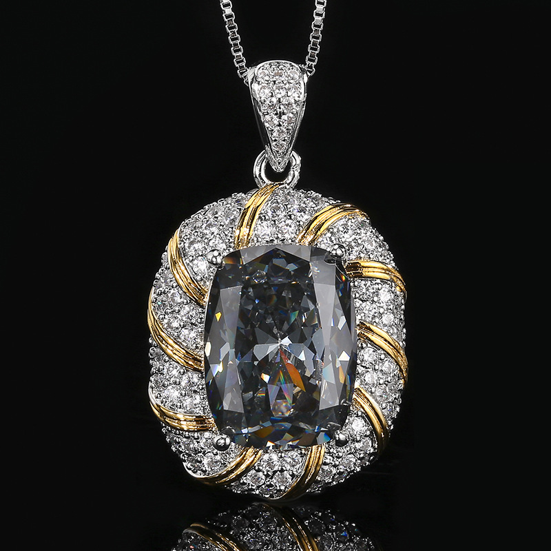 Black and gray pendant with box chain